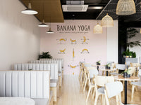 Banana Yoga Wall Mural with fun banana characters in yoga poses.

