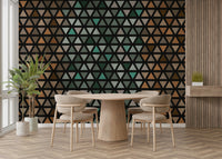 Earthy Tones Triangles Wall Mural with soft terracotta and beige hues.

