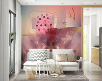 Modern abstract mural titled Analysis of Life (detail) for bold interiors.

