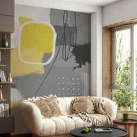 Abstract yellow and grey mural

