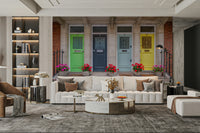 Lively home entryway mural

