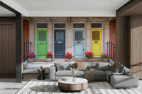 Cheerful door mural art

