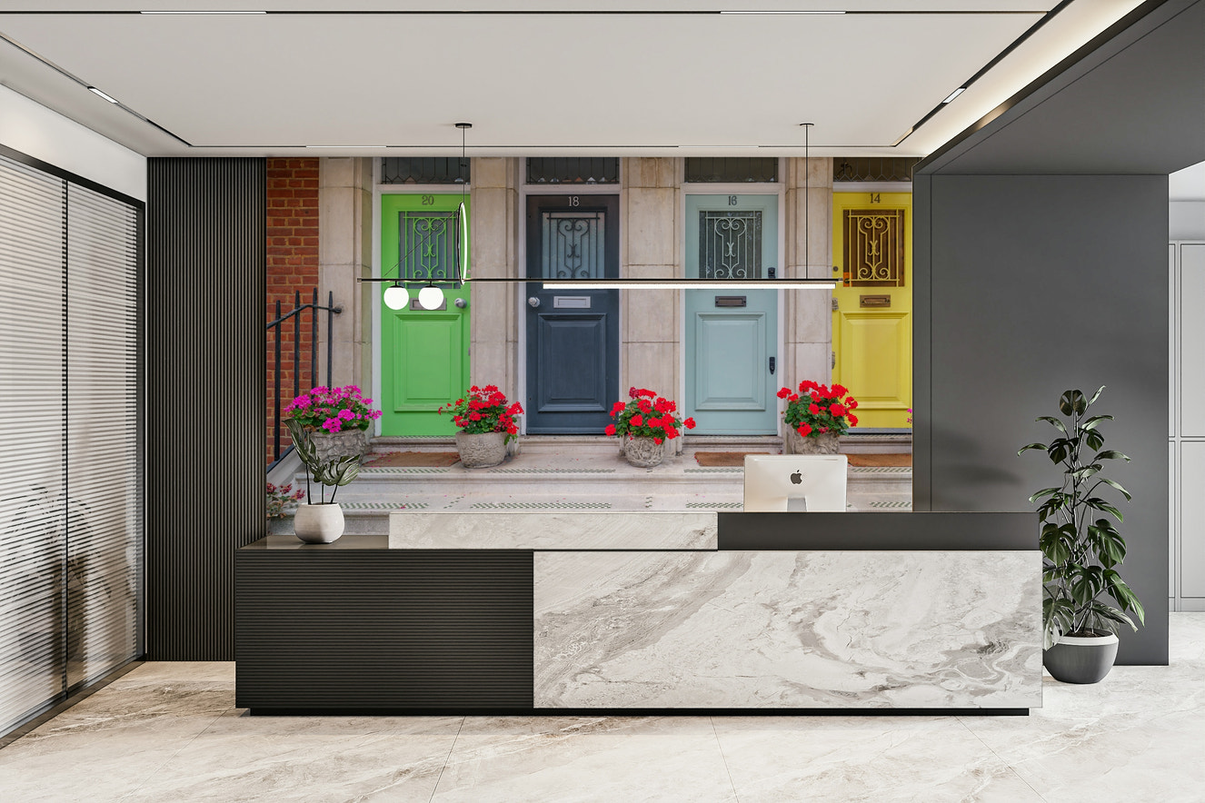 Colorful front doors mural

