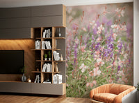 Pink and purple flower mural

