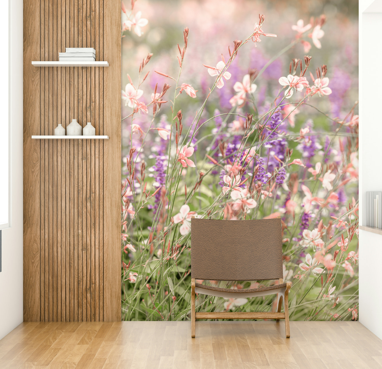 Pastel wildflower wall mural

