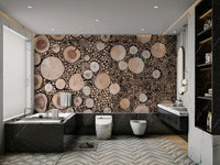 Natural wood slice wall mural

