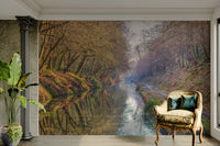 Misty forest water mural

