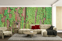 Distressed wood mural wallpaper

