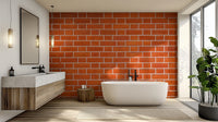 Faux brick terracotta wall mural


