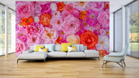 Pink roses wall mural wallpaper

