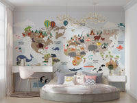Kids mural wallpaper with animals

