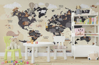 Educational map mural wallpaper

