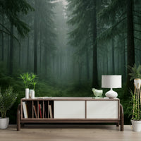 Foggy forest wall mural


