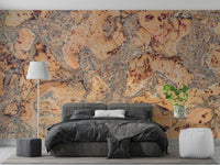 Natural cork canvas mural adding depth to living rooms

