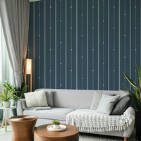 Elegant steel blue and minimal striped wallpaper design

