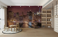 Urban New York City night-time mural with sparkling lights

