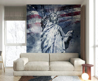 MODERN ART Statue of Liberty Blue Wall Mural with bold hues

