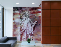 Patriotic red Statue of Liberty wall mural with modern flair


