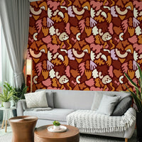 Elegant terracotta wallpaper with soft wave details

