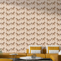 Whimsical mural wallpaper in pastel tones

