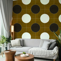 Neutral tone geometric wallpaper for living room


