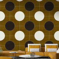 Modern geometric mural wallpaper in soft tones

