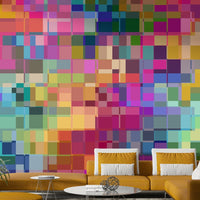 Mixed media mural wallpaper with raw brushstrokes

