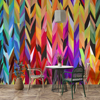 Statement wall mural with spectrum of bold shades

