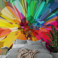 Expressive feature wall with artistic color fusion

