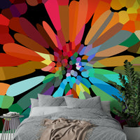 Vintage-style flower mural with garden motif

