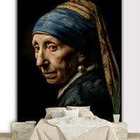 Iconic female portrait with modern color blocks

