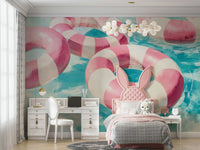 Floating elements in neutral palette for peaceful interiors

