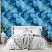 Abstract blue river pattern wallpaper for bedrooms

