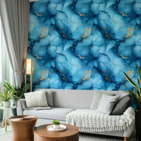 Peaceful room with Azure River Wallpaper accent wall

