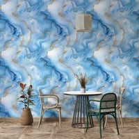 High-end interior wall featuring gold-accented waves

