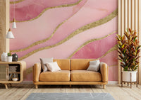 Romantic bedroom wall with Rose Quartz mural

