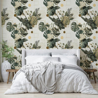 Modern nature-inspired wallpaper with structured design

