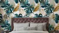Urban Jungle Dream Wallpaper with tropical leaves

