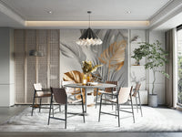 Detailed botanical print wallpaper in modern space

