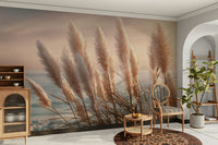 Tranquil beach mural for calming interior style

