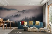 Enchanted foggy woods wall design

