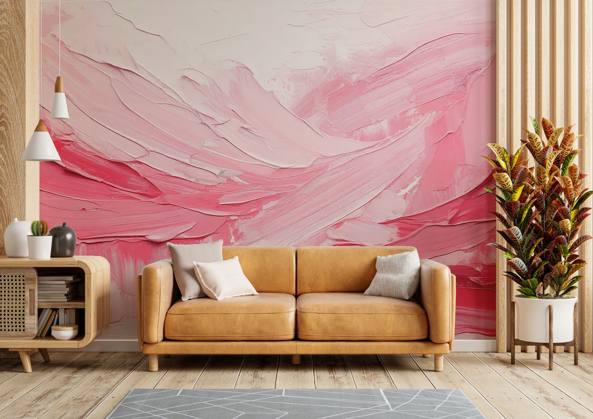 Artistic feature wall using Pink Impression Mural

