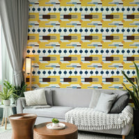 Retro-inspired wallpaper with ovals and shapes

