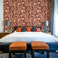 Nature-inspired wallpaper with terracotta blooms

