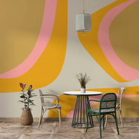 Groovy Dreams Wall Mural with retro swirl design

