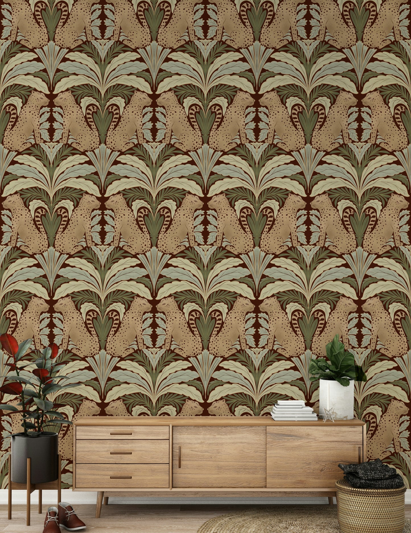 Leopard's Eden: A Botanical Sanctuary Wallpaper⁠