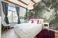 Slate forest scene mural for serene wall decor

