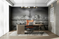 Monochrome view of Paris from Montparnasse Tower observation deck

