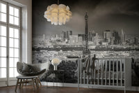 Eiffel Tower visible in the distance from panoramic mural wallpaper

