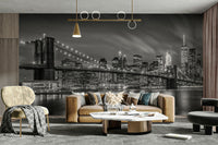Elegant night-time cityscape wallpaper featuring Brooklyn Bridge

